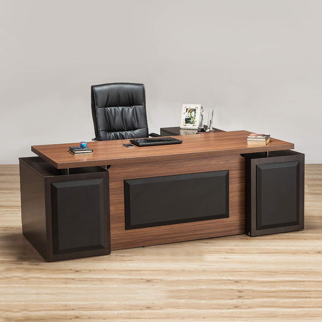 Durian Clint/A Office Table (Matte Finish, Brown), Standard